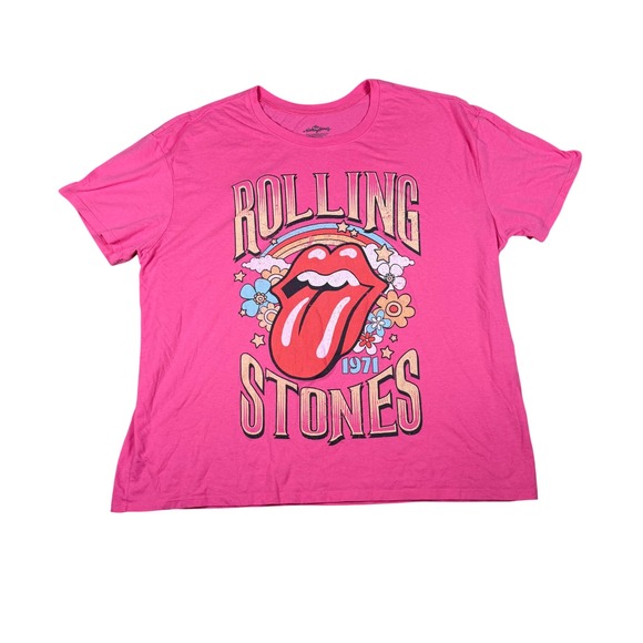 the Rolling Stones Other - The Rolling Stones 1971 UK Tour Graphic T-Shirt Pink Mens XXXL Band Tee